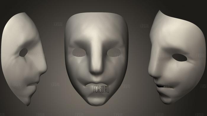 Basic Face Mask stl model for CNC